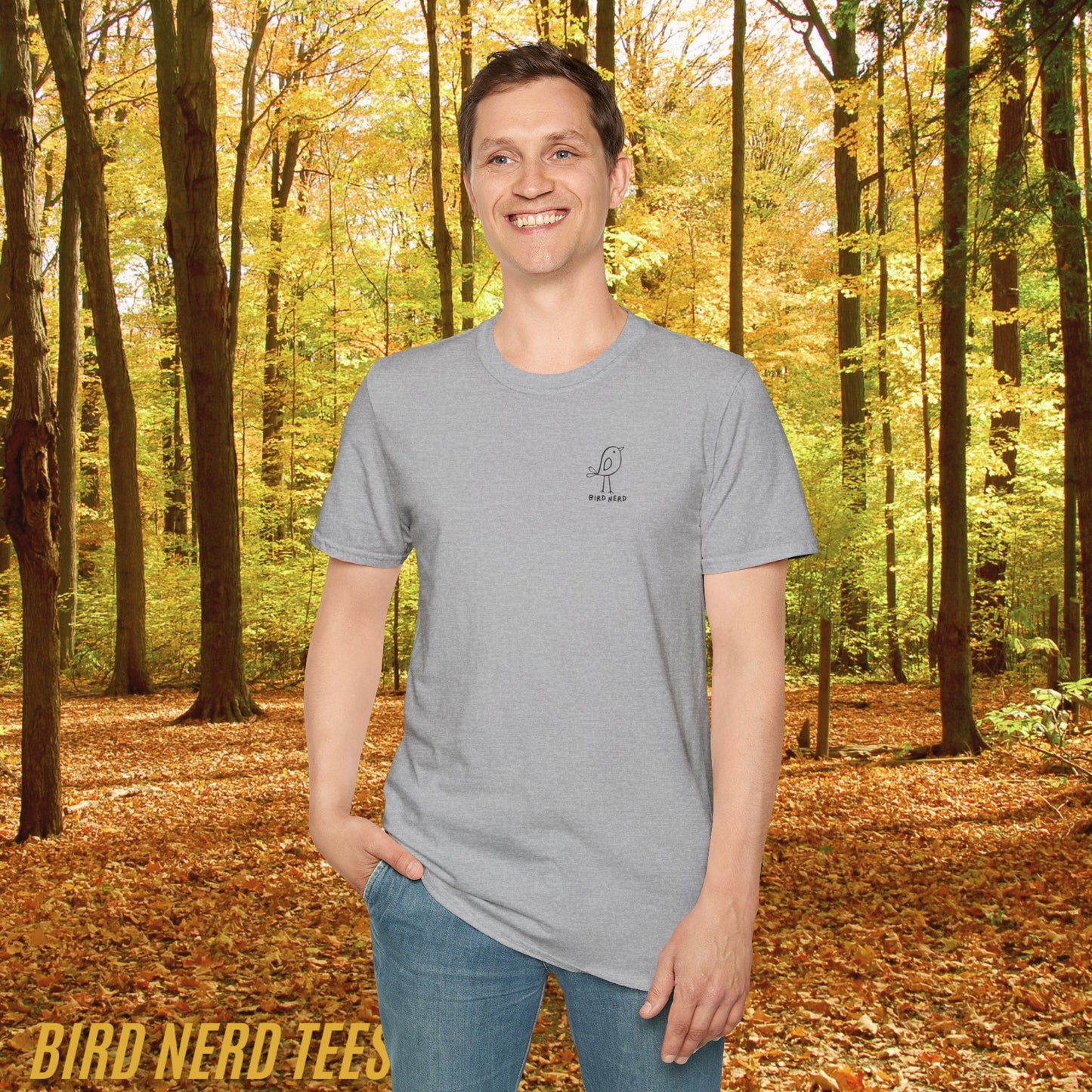 Bird Nerd Unisex Soft T-Shirt, Cute Bird Graphic Tee, Gift for Birder, Bird Lovers, Nature Enthusiast, Bird Tee for Birding, 4 colors