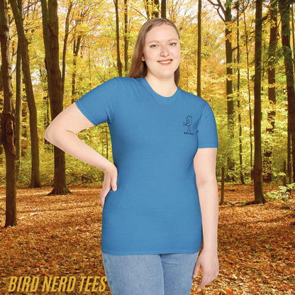 Bird Nerd Unisex Soft T-Shirt, Cute Bird Graphic Tee, Gift for Birder, Bird Lovers, Nature Enthusiast, Bird Tee for Birding, 4 colors