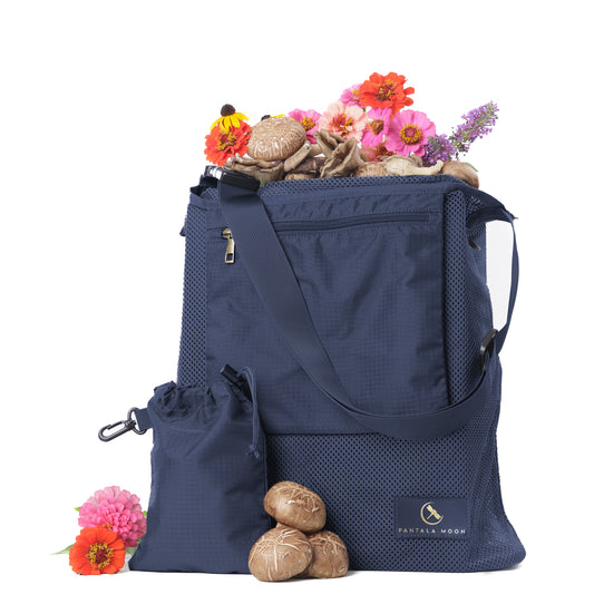 Pantala Moon Mushroom Foraging Bag, Harvest Basket Bag, Soft Mesh Foraging Basket (Blue)