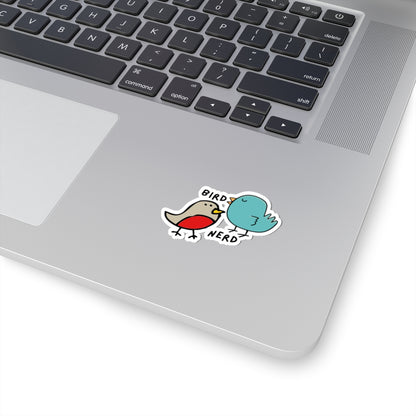 Cute Bird Nerd Kiss-Cut Stickers, Perfect for Laptops, Water Bottles, Journals, Gifts for Bird Lovers, 2" x 2" white or transparent sticker