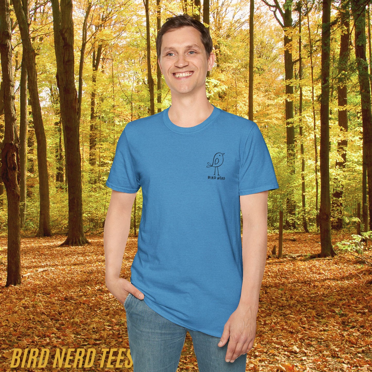 Bird Nerd Unisex Soft T-Shirt, Cute Bird Graphic Tee, Gift for Birder, Bird Lovers, Nature Enthusiast, Bird Tee for Birding, 4 colors