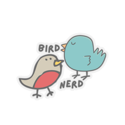 Cute Bird Nerd Kiss-Cut Stickers, Perfect for Laptops, Water Bottles, Journals, Gifts for Bird Lovers, 2" x 2" white or transparent sticker