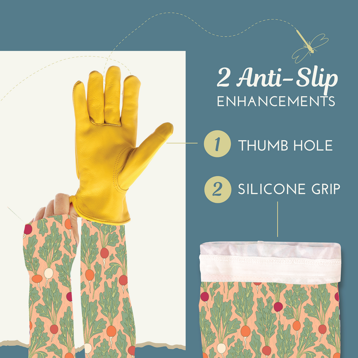 Pantala Moon Gardening Sleeves with Thumb Hole (Radish)