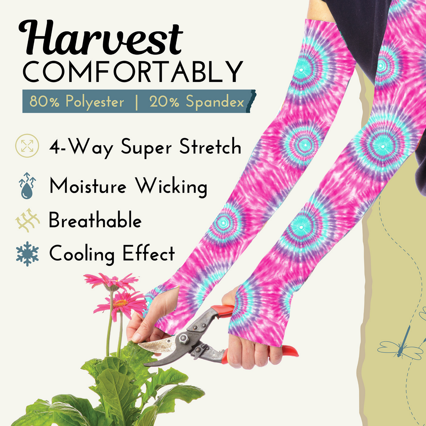 Pantala Moon Gardening Sleeves with Thumb Hole (Tie-Dye)